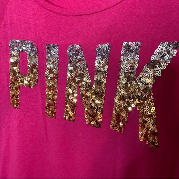 Victoria’s Secret PINK : size M : fuchsia hot pink sequin pullover top 💕 - Picture 4 of 6
